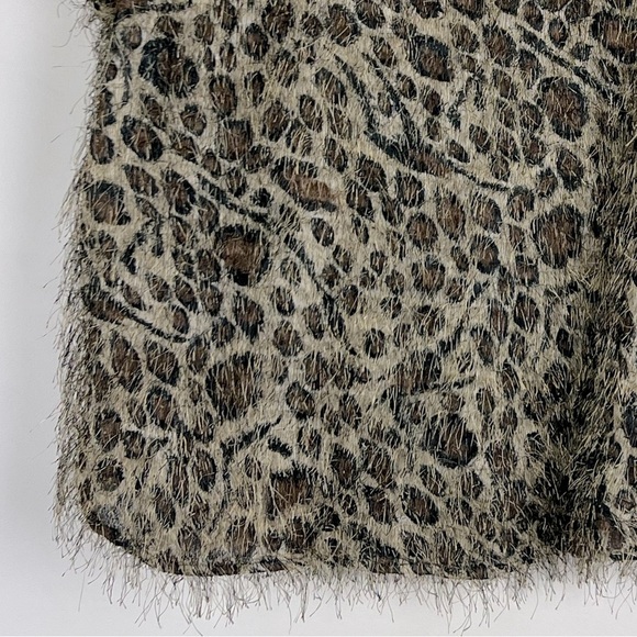 CDW Creative Design Works Sleeveless Leopard Print Fringe Button Down Blouse L - Picture 8 of 10